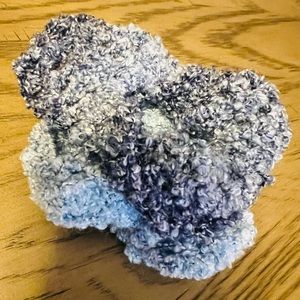 2 brand new handmade blue crocheted scrunchies.